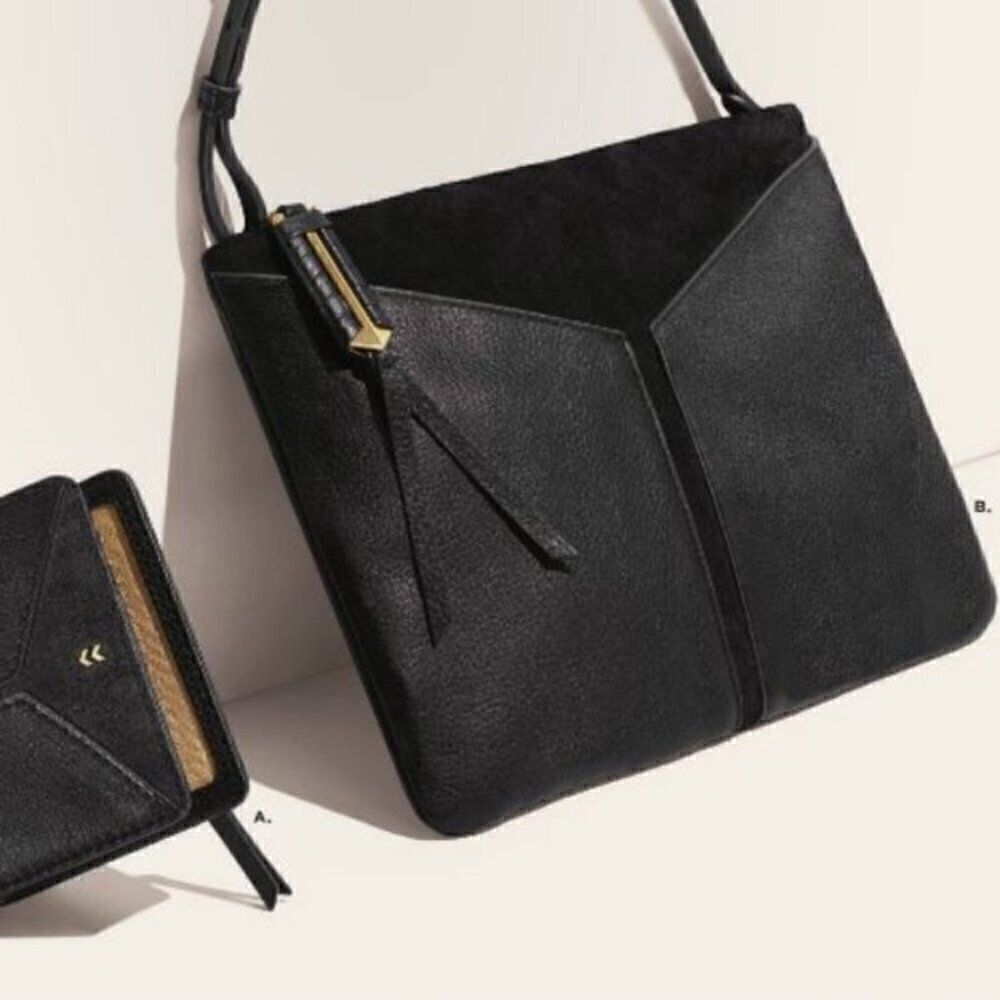 Stella & Dot COVET Highline leather suede mini crossbody purse black ($159)